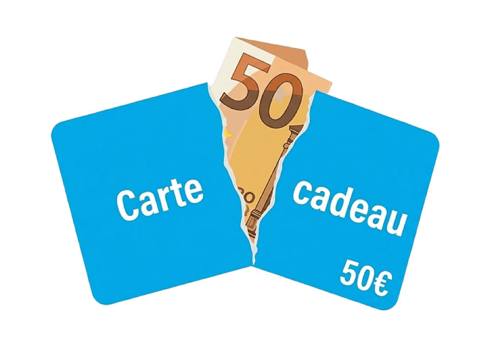SleepingMoney, la référence de l'achat revente des titres prépayés en France Une carte cadeau déchirée en deux laissant apercevoir sa contre-valeur en argent, illustrant l'achat revente de titres prépayés